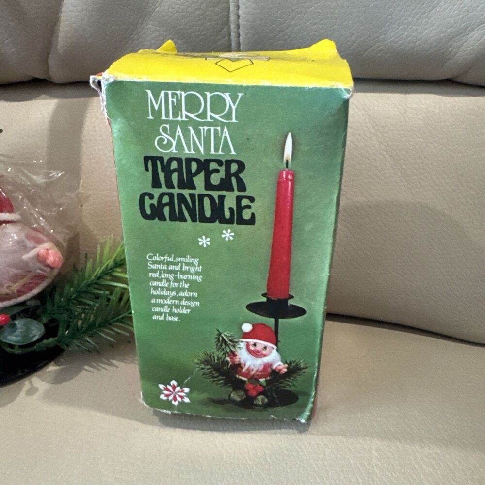 Vintage Merry Santa Taper Candle 1976 Hong Kong New in box